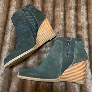 Black suede wedge booties